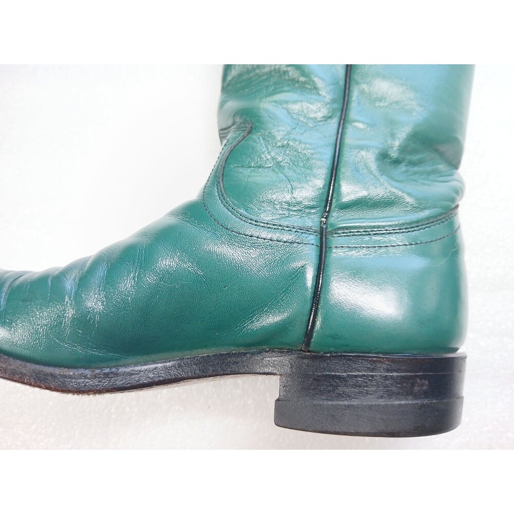 Justin Women's Green Leather Cowboy Boots – Size 4.5 – Made in USA - Picture 6 of 16